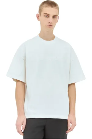 Jil Sander Koszulki, Mężczyzna, Biały, L, Bawełna, Bawełniana koszulka T-shirt z nadrukiem logo z dżerseju