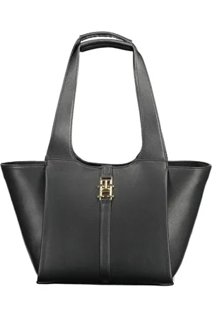 Tommy Hilfiger Torebki, Kobieta, Czarny, ONE SIZE, Czarna torebka na ramię z kontrastowymi detalami