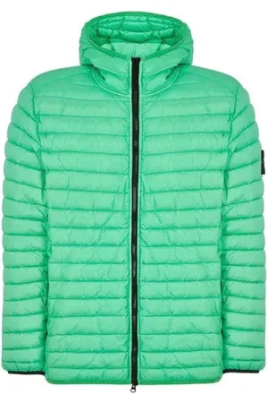Stone Island Kurtki, Mężczyzna, Zielony, S, Lekka zielona kurtka puchowa z kapturem