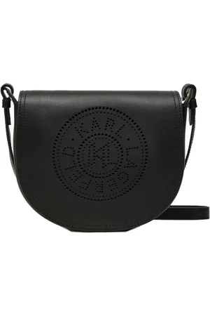 Karl Lagerfeld Torebki, Kobieta, Czarny, ONE SIZE, Okrągła torebka listonoszka Circle Saddle z perforacją