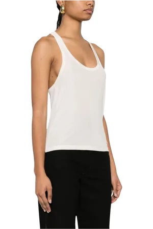 Tom Ford Koszulki, Kobieta, Biały, S, Lustrous Micro-Rib Jersey Racerback Tank TOP