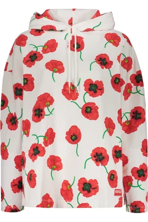 Kenzo Bluzy, Kobieta, Wielobarwność, XS, Bawełna, Bawełniana bluza z kapturem z nadrukiem i regulowanym kapturem