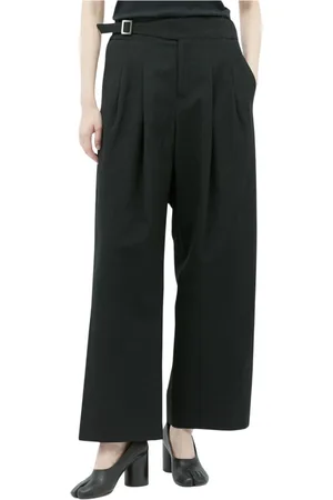 Issey Miyake Spodnie, Kobieta, Czarny, L, Wełna, Spodnie Wełniane Ease