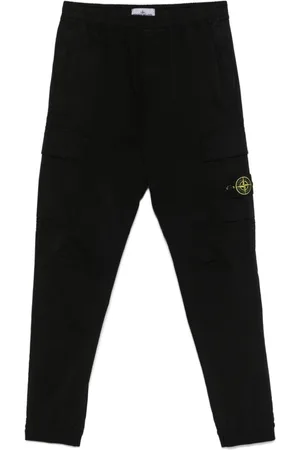 Stone Island Spodnie, Mężczyzna, Czarny, W34, Bawełna, Spodnie bojówki ze ściągaczami