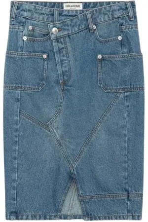 Zadig & Voltaire Spódnice, Kobieta, Niebieski, M, Bawełna, Modna spódnica jeansowa