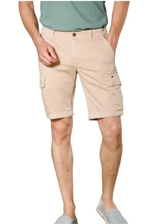 Masons Szorty, Mężczyzna, Beżowy, XS, Bawełna, Slim Cargo Bermuda w Stretch Satin
