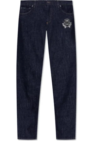 Dolce & Gabbana Jeansy, Mężczyzna, Niebieski, M, Jeansyy typu `skinny` z aplikacją