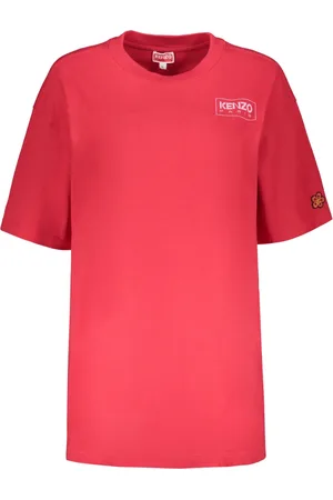 Kenzo Koszulki, Kobieta, Czerwony, S, Bawełna, Bawełniana koszulka T-shirt z logo i prążkowanym dekoltem