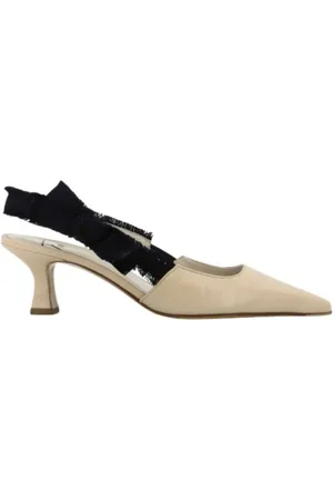ROBERTO FESTA Buty, Kobieta, Beżowy, 38 1/2 EU, Skórzane buty slingback z kokardą