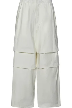 Jil Sander Spodnie, Mężczyzna, Biały, S, Bawełna, Szerokie bawełniane spodnie