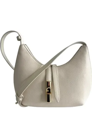 Furla Torebki, Kobieta, Beżowy, ONE SIZE, Zamsz, Torba z chropowatą skórą i błyszczącymi akcesoriami