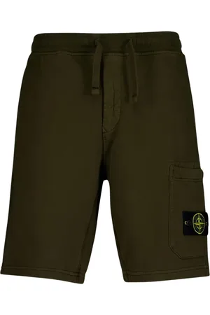 Stone Island Szorty, Mężczyzna, Zielony, L, Len, Szorty dresowe bawełniane w kolorze oliwkowej zieleni