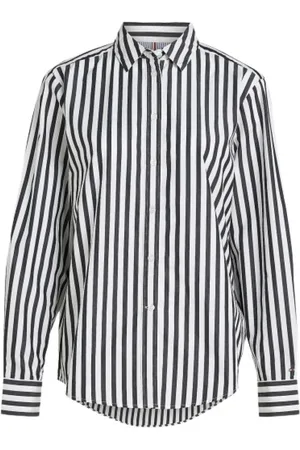 Tommy Hilfiger Bluzki, Kobieta, Wielobarwność, XS, Bawełna, Koszula w Paski z Bawełny Poplinowej