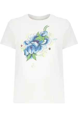 Kenzo Koszulki, Kobieta, Biały, S, Bawełna, Koszulka Peonie