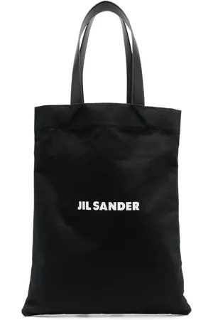 Jil Sander Torebki, Mężczyzna, Czarny, ONE SIZE, Skóra, Torba Tote z Nadrukiem Logo