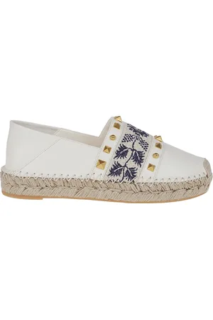 VALENTINO GARAVANI Buty, Kobieta, Biały, 40 EU, Skóra, Espadryle z Nappy z Haftem Winogron 20mm