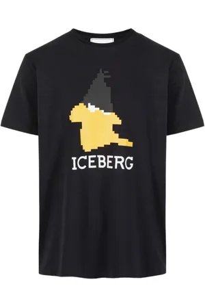 Iceberg Koszulki, Mężczyzna, Czarny, L, Bawełna, Koszulka z nadrukiem twarzy Kaczora Daffy