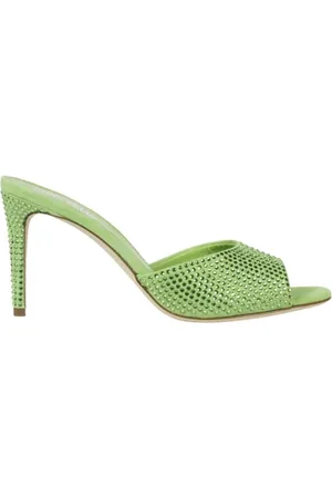 PARIS TEXAS Buty, Kobieta, Zielony, 36 EU, Rhinestone Velour Heeled Mules
