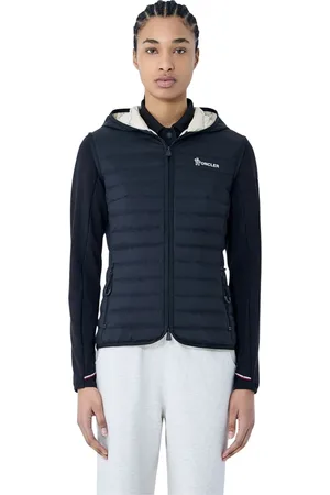 Moncler Kurtki, Kobieta, Czarny, M, Kurtka z kapturem z zamkiem błyskawicznym z rozciągliwej mieszanki bawełny