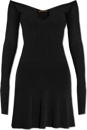 Jacquemus Sukienki, Kobieta, Czarny, S, Pralu Ribbed Dress