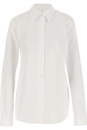 Jil Sander Bluzki, Kobieta, Biały, S, Bawełna, Koszula z długim rękawem i bawełnianym kołnierzykiem