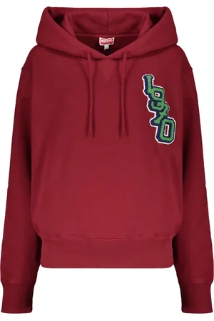 Kenzo Bluzy, Kobieta, Czerwony, XS, Bawełna, Bawełniana bluza z kapturem z regulacją i kieszeniami