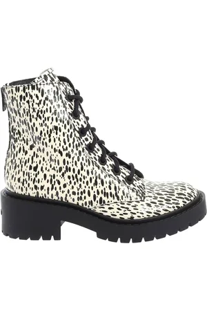 Kenzo Buty, Kobieta, Beżowy, 37 EU, Skóra, Sznurowane botki do kostki w kolorze ecru