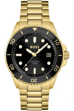 HUGO BOSS Akcesoria, Mężczyzna, Żółty, ONE SIZE, Zegarek kwarcowy ze stali nierdzewnej