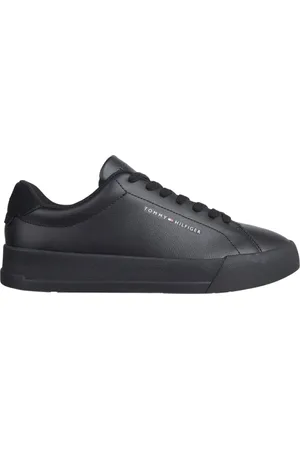 Tommy Hilfiger Buty, Mężczyzna, Czarny, 44 EU, Skóra, Pebble Grain Logo Court Trainers