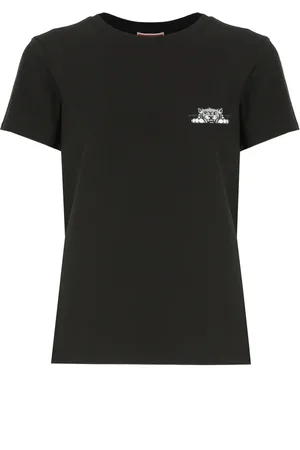 Kenzo Koszulki, Kobieta, Czarny, XS, Bawełna, T-shirt z nadrukowanym logo