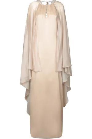 Tom Ford Sukienki, Kobieta, Beżowy, S, Połyskująca sukienka kaftan z wiązaniem