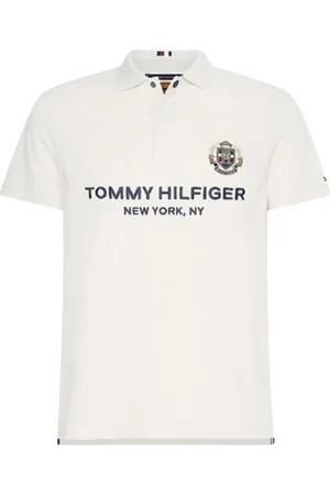 Tommy Hilfiger Koszulki, Mężczyzna, Beżowy, S, Bawełna, Slim Polo z logo Icon Crest na piersi
