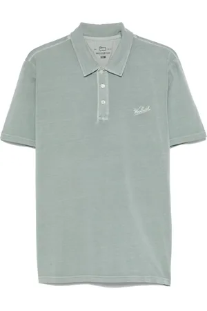 Woolrich Koszulki, Mężczyzna, Zielony, M, Len, Koszulka Polo w kolorze szałwiowej zieleni