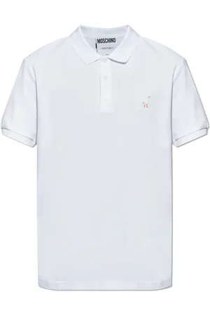Moschino Koszulki, Mężczyzna, Biały, XL, Bawełna, Bawełniane polo z logo