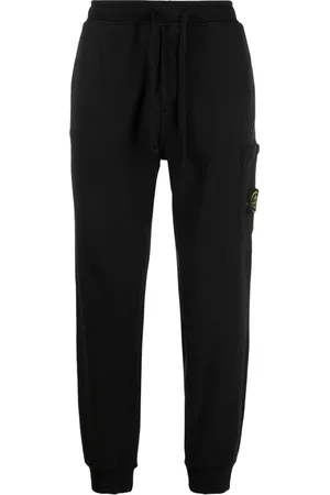 Stone Island Spodnie, Mężczyzna, Czarny, S, Bawełna, Spodnie dresowe ze sznurkiem i naszywką z logo