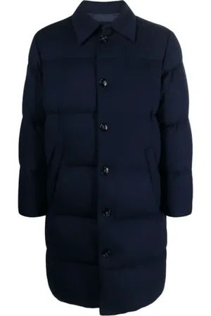 Kiton Kurtki, Mężczyzna, Niebieski, XL, Kaszmir, Granatowy płaszcz z kaszmiru z wypełnieniem Indigo