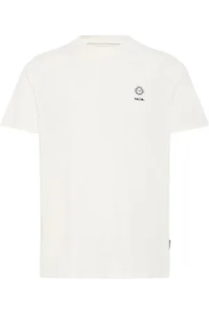 Blend Koszulki, Mężczyzna, Biały, S, Len, Męski T-shirt z nadrukiem Okrągły dekolt