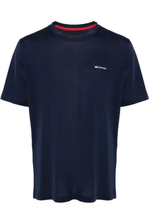 Kiton Koszulki, Mężczyzna, Niebieski, L, Bawełna, Haftowany granatowy T-shirt z bawełny