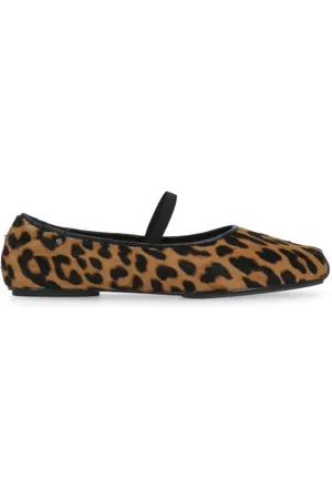 Tory Burch Buty, Kobieta, brązowy, 38 1/2 EU, Skóra, Brązowe skórzane baleriny we wzór animalier