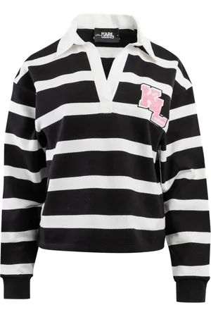 Karl Lagerfeld Koszulki, Kobieta, Czarny, L, Bawełna, Oversized Polo Sweatshirt