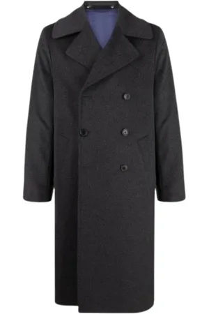 Paul Smith Płaszcze, Mężczyzna, Szary, M, Wełna, Szary płaszcz dwurzędowy z mieszanki wełny