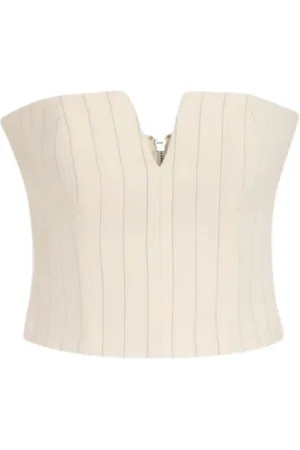 ZIMMERMANN Koszulki, Kobieta, Biały, S, Bawełna, Pasiasty top typu bustier z wełny