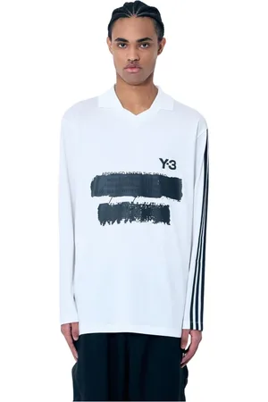 Y-3 Koszulki, Mężczyzna, Biały, L, Bawełna, Koszulka Polo z Nadrukiem Logo