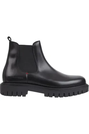 Tommy Hilfiger Buty, Mężczyzna, Czarny, 44 EU, Skóra, Premiumowe masywne czarne botki do kostki