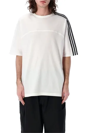 Y-3 Koszulki, Mężczyzna, Biały, XL, Bawełna, Koszulka 3 Stripes