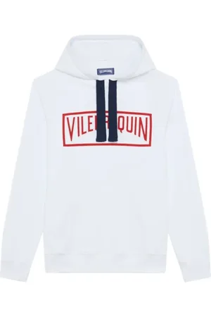 Vilebrequin Bluzy, Mężczyzna, Biały, 2XL, Solidny bawełniany bluza z kapturem dla mężczyzn