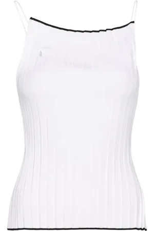 Jacquemus Koszulki, Kobieta, Biały, M, Le Haut Maille Plissé Sleeveless Top