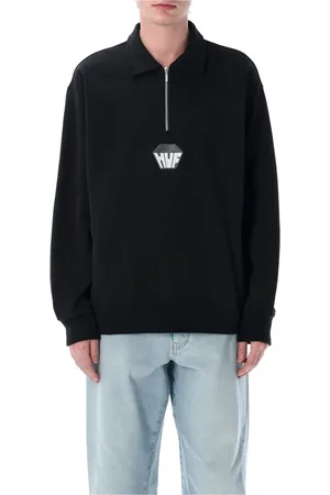 Huf Koszulki, Mężczyzna, Czarny, XL, Sweter z ćwierć-zipem