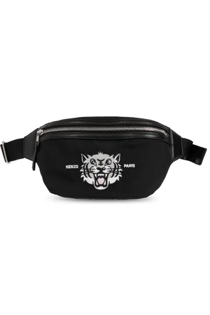 Kenzo Torebki, Mężczyzna, Czarny, ONE SIZE, Saszetka biodrowa z motywem głowy tygrysa