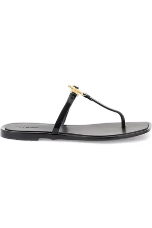 Tory Burch Buty, Kobieta, Czarny, 36 EU, Skóra, Klapki Japonki Roxanne Jelly